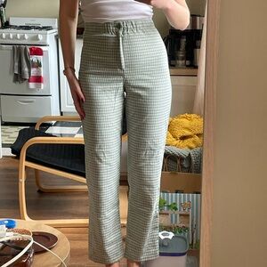 Brandy Melville John Galt Green Plaid High-Waisted Pants